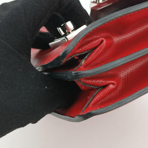 Pre-owned Prada Sound Lock Red SAFFIANO Leather BN0924 shoulderbag | stylenewstar