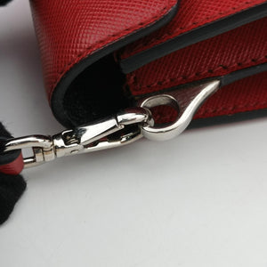Pre-owned Prada Sound Lock Red SAFFIANO Leather BN0924 shoulderbag | stylenewstar