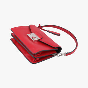 Pre-owned Prada Sound Lock Red SAFFIANO Leather BN0924 shoulderbag | stylenewstar