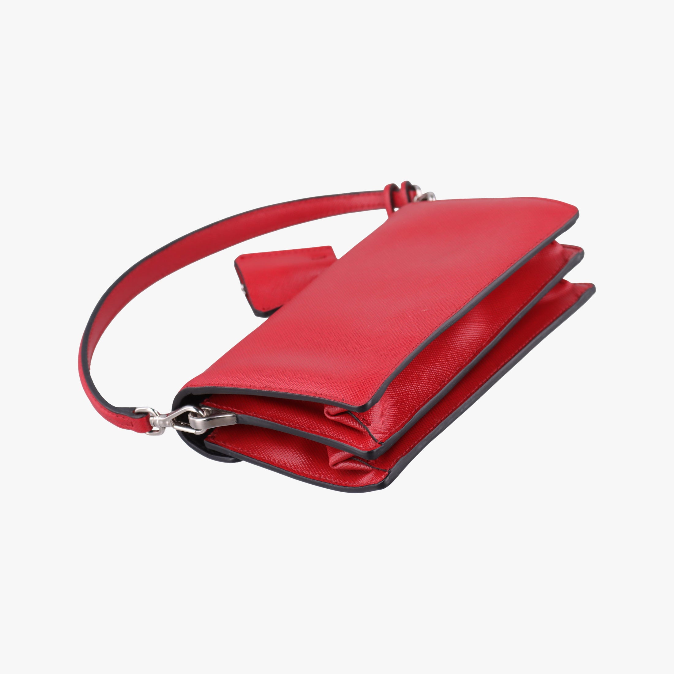 Pre-owned Prada Sound Lock Red SAFFIANO Leather BN0924 shoulderbag | stylenewstar