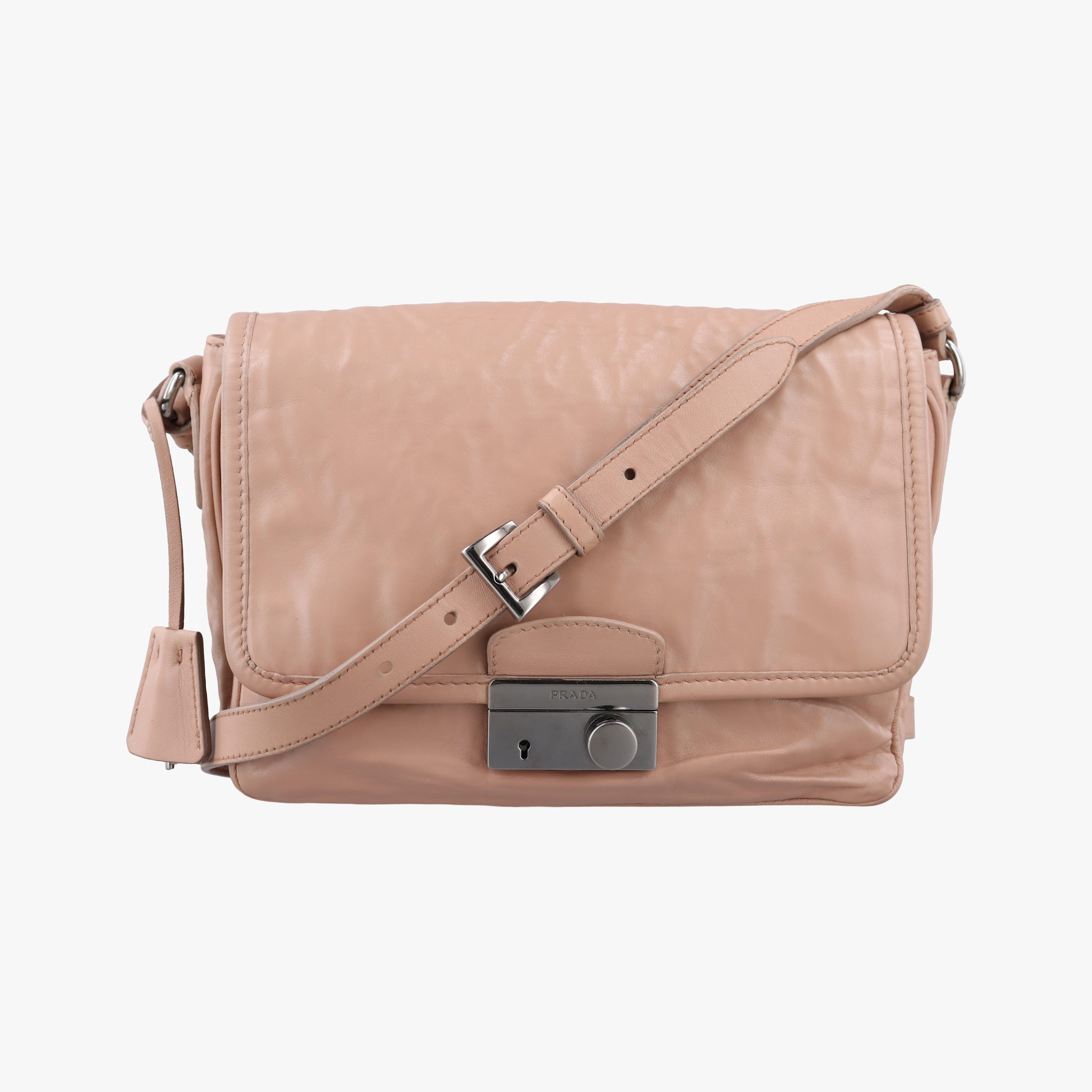 Pre-owned Prada Sound Flap Pink lambskin  shoulderbag | stylenewstar