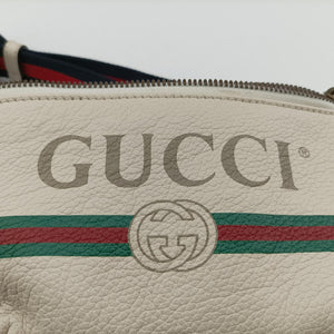 Pre-owned Gucci Print White Leather 527792 bum bag/waist bag | stylenewstar