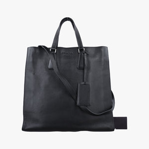 Pre-owned Prada Vitello Phenix Black Leather  shoulderbag | stylenewstar
