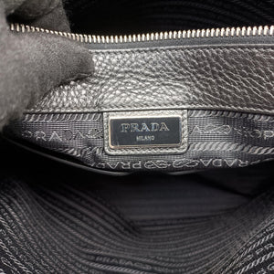 Pre-owned Prada Vitello Phenix Black Leather  shoulderbag | stylenewstar