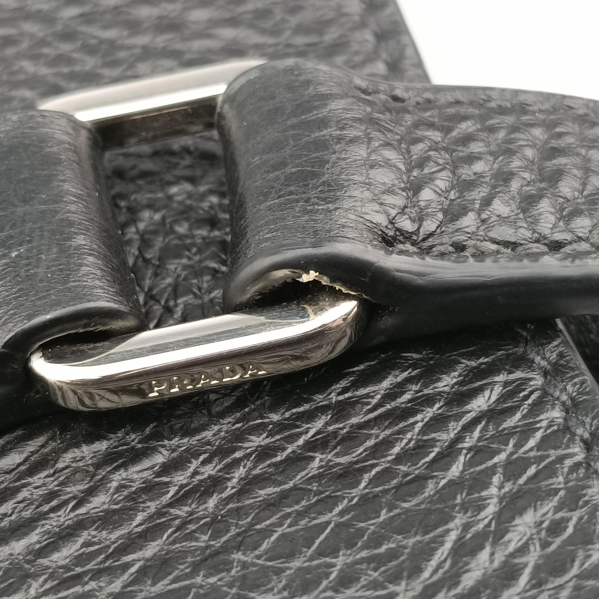 Pre-owned Prada Vitello Phenix Black Leather  shoulderbag | stylenewstar