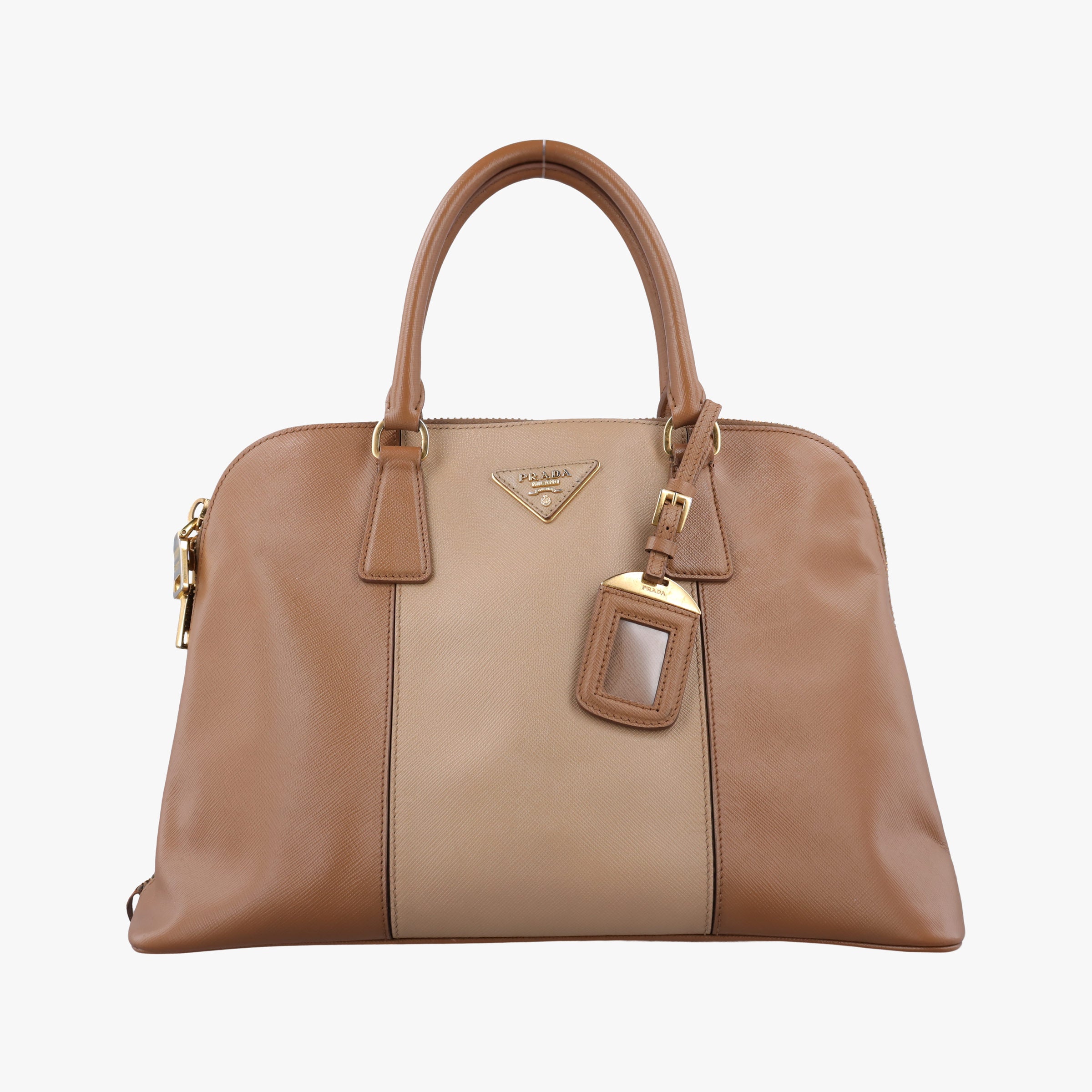 Secondhand Prada Promenade Brown×Beige SAFFIANO Leather BL0837 handbag | stylenewstar