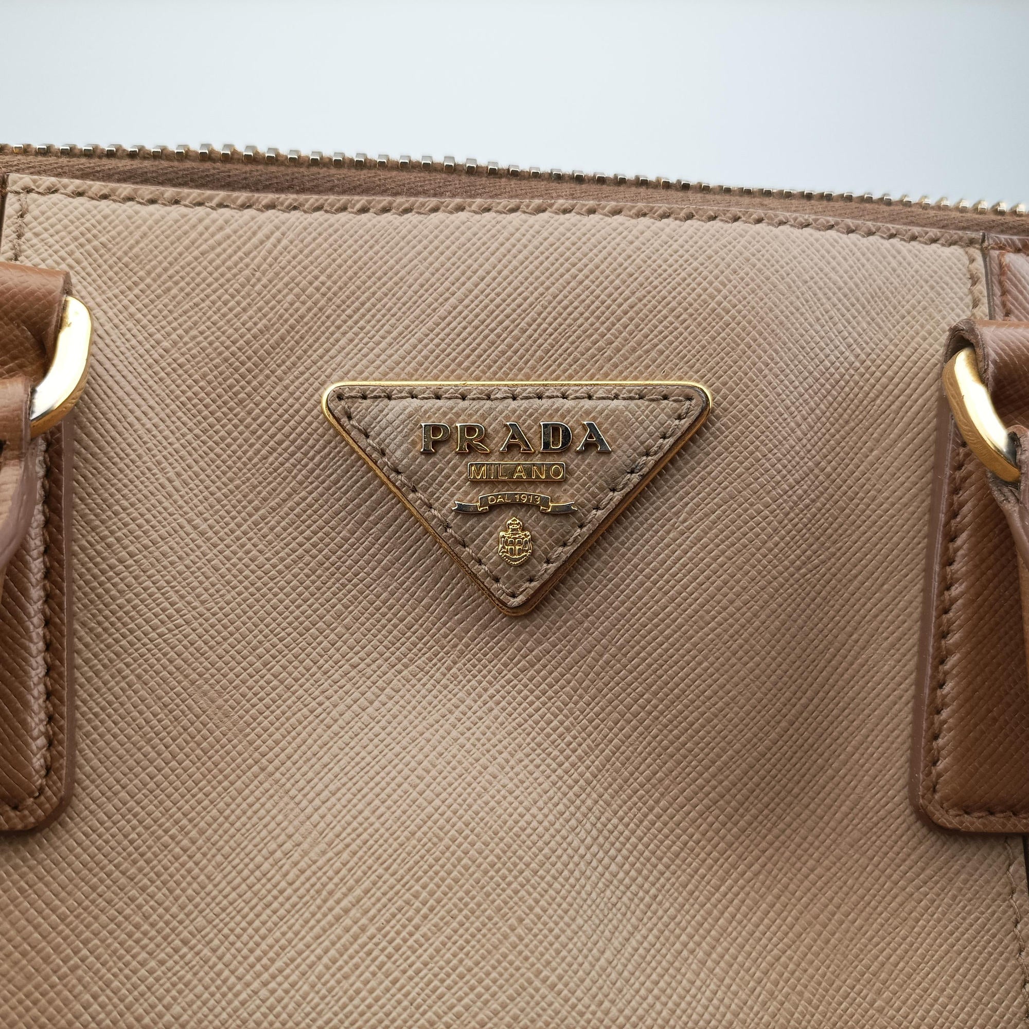 Secondhand Prada Promenade Brown×Beige SAFFIANO Leather BL0837 handbag | stylenewstar