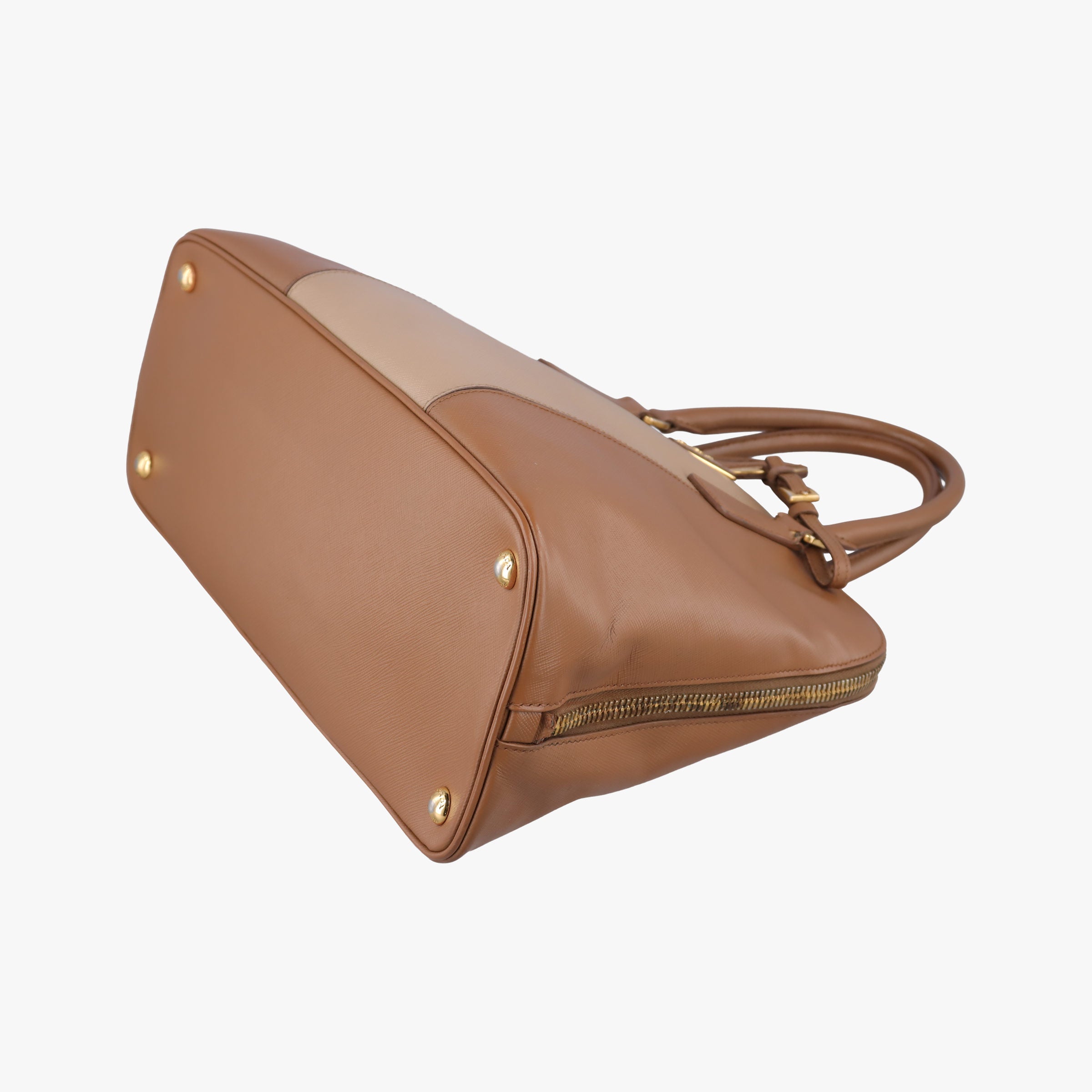 Secondhand Prada Promenade Brown×Beige SAFFIANO Leather BL0837 handbag | stylenewstar