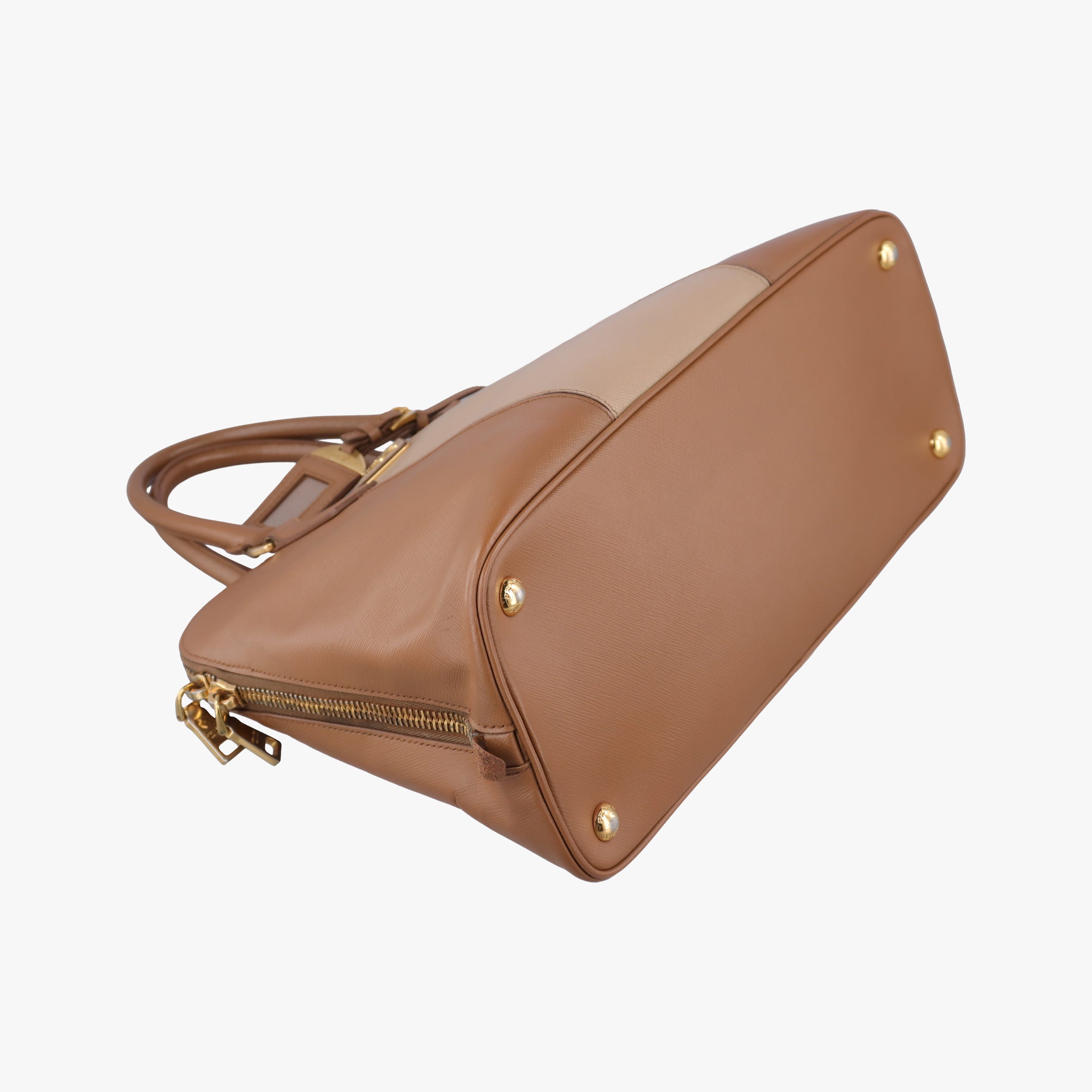 Secondhand Prada Promenade Brown×Beige SAFFIANO Leather BL0837 handbag | stylenewstar