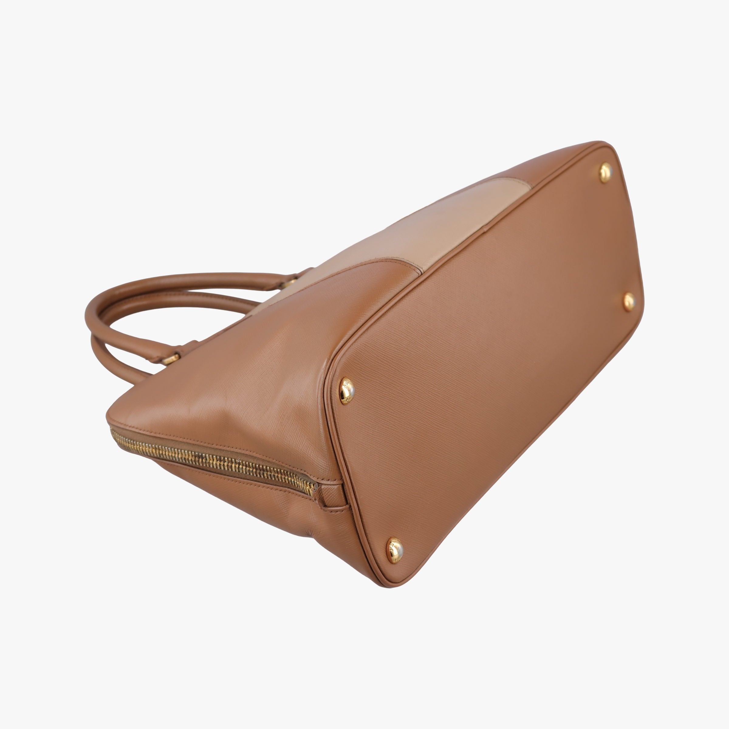 Secondhand Prada Promenade Brown×Beige SAFFIANO Leather BL0837 handbag | stylenewstar