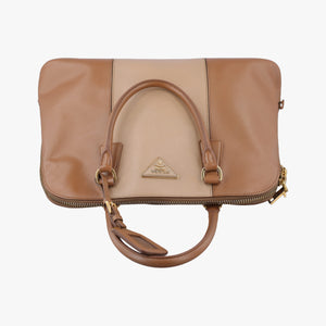 Secondhand Prada Promenade Brown×Beige SAFFIANO Leather BL0837 handbag | stylenewstar