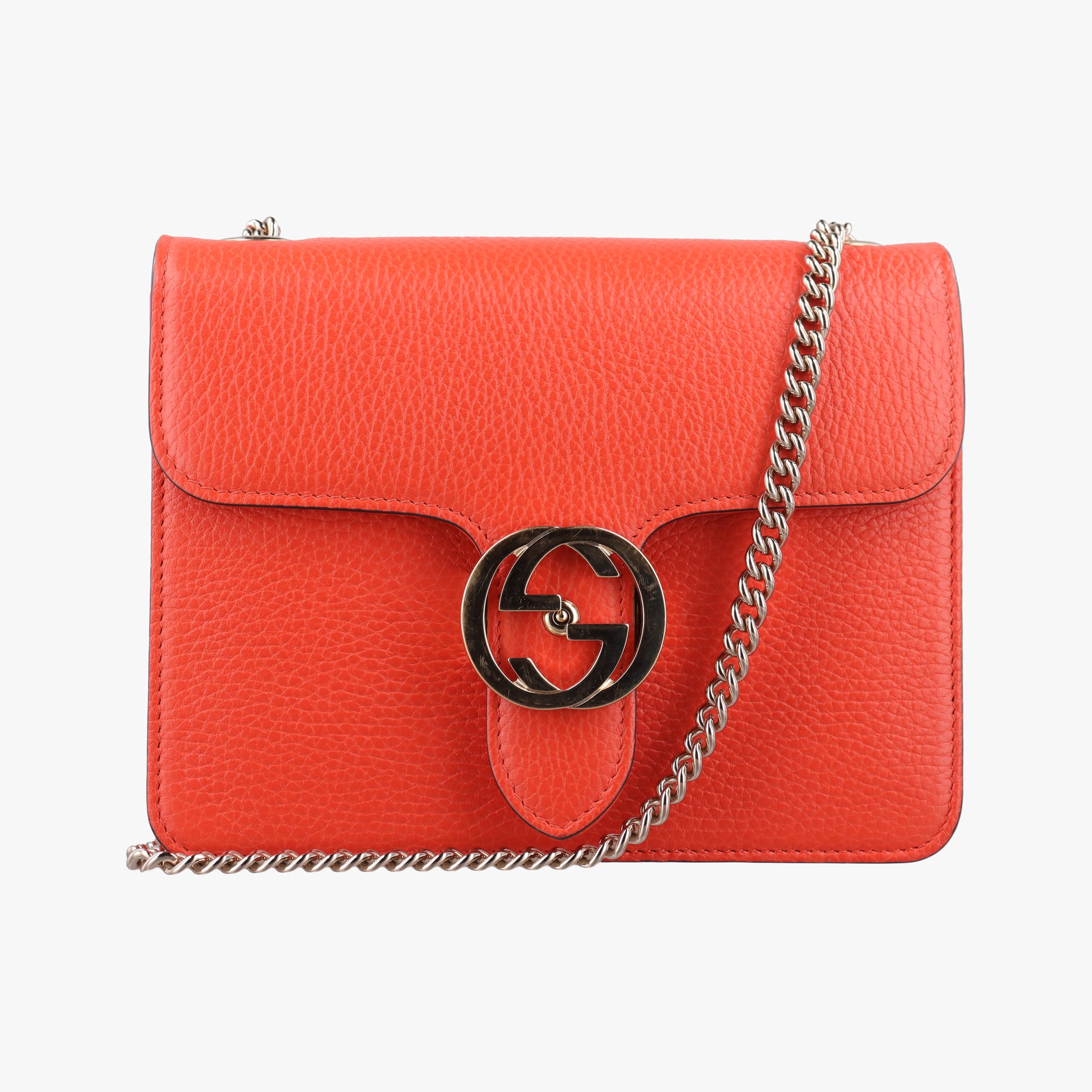 Pre-owned Gucci Interlocking G Orange Leather 510304 shoulderbag | stylenewstar