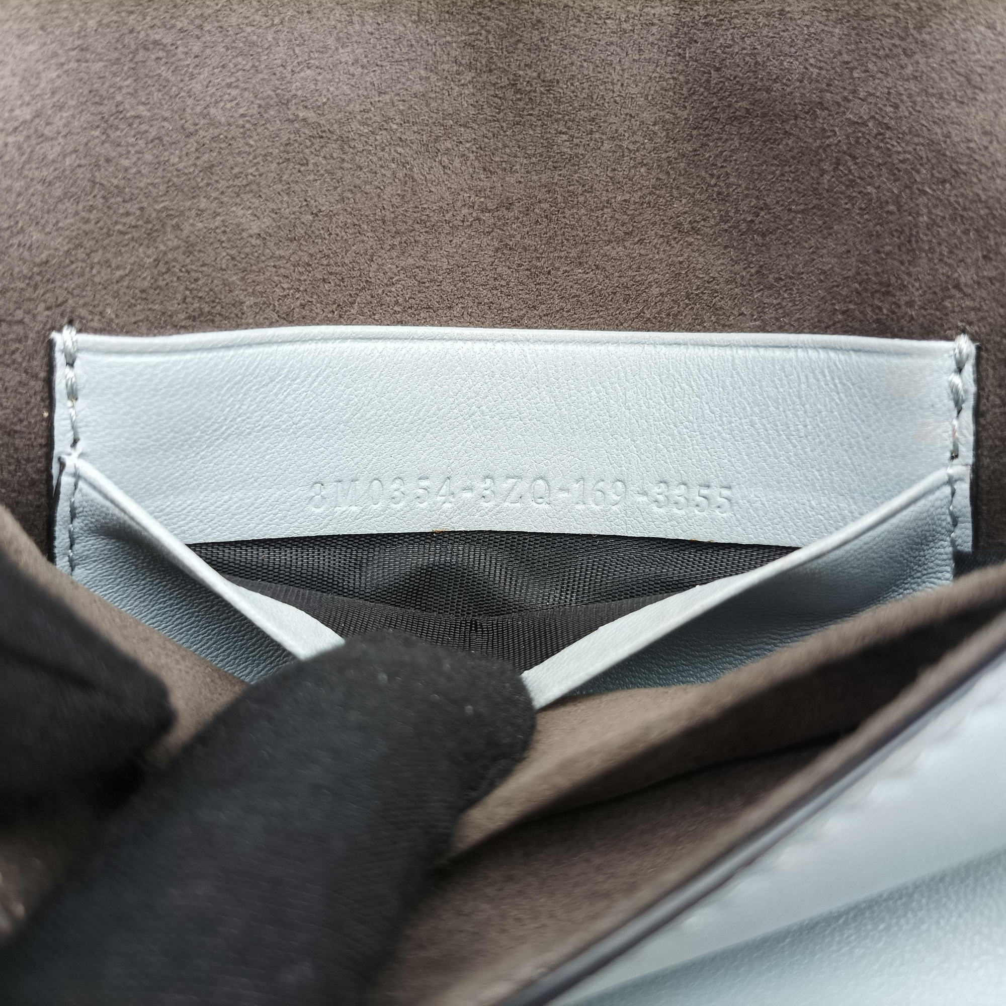 Pre-owned Fendi monster micro Baguette GreyBlue Leather 8M0354 shoulderbag | stylenewstar