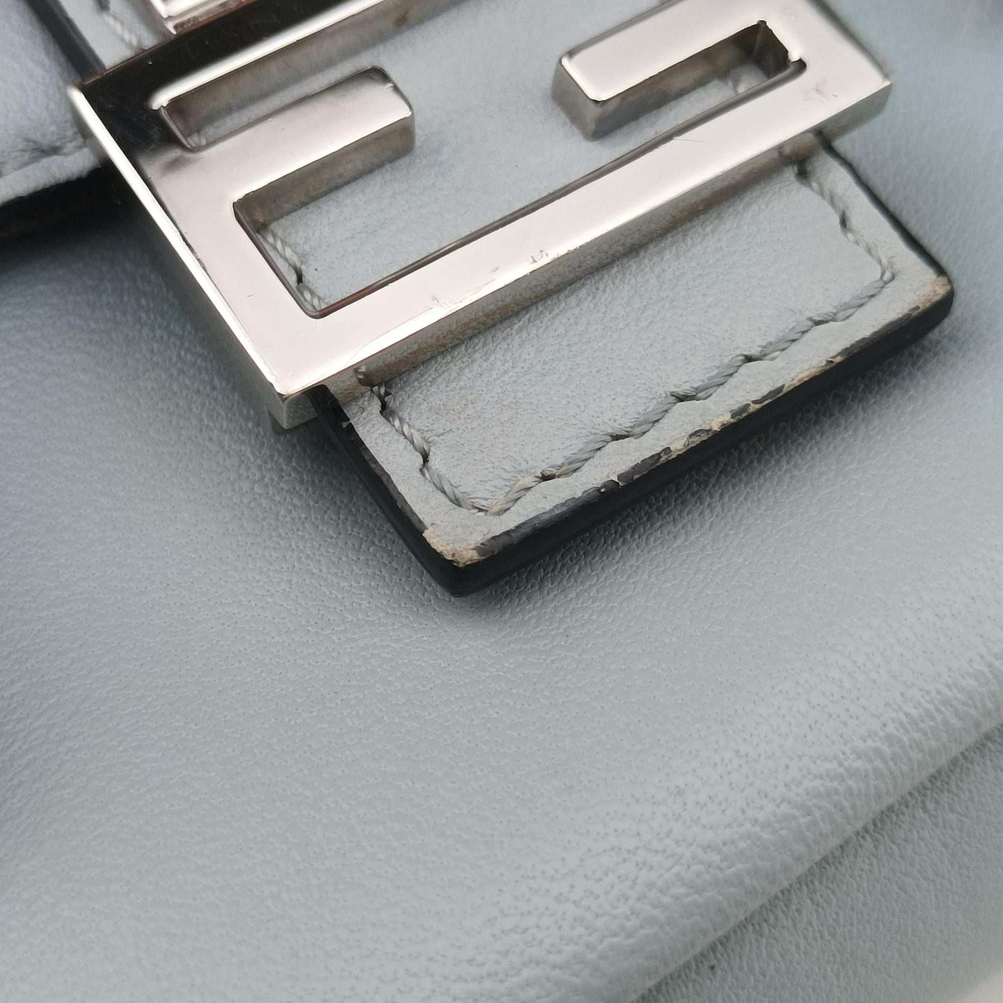 Pre-owned Fendi monster micro Baguette GreyBlue Leather 8M0354 shoulderbag | stylenewstar