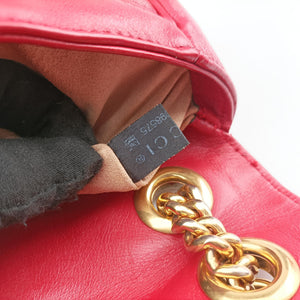 Pre-owned Gucci GG Marmont Red Leather 446744 shoulderbag | stylenewstar