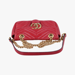Pre-owned Gucci GG Marmont Red Leather 446744 shoulderbag | stylenewstar