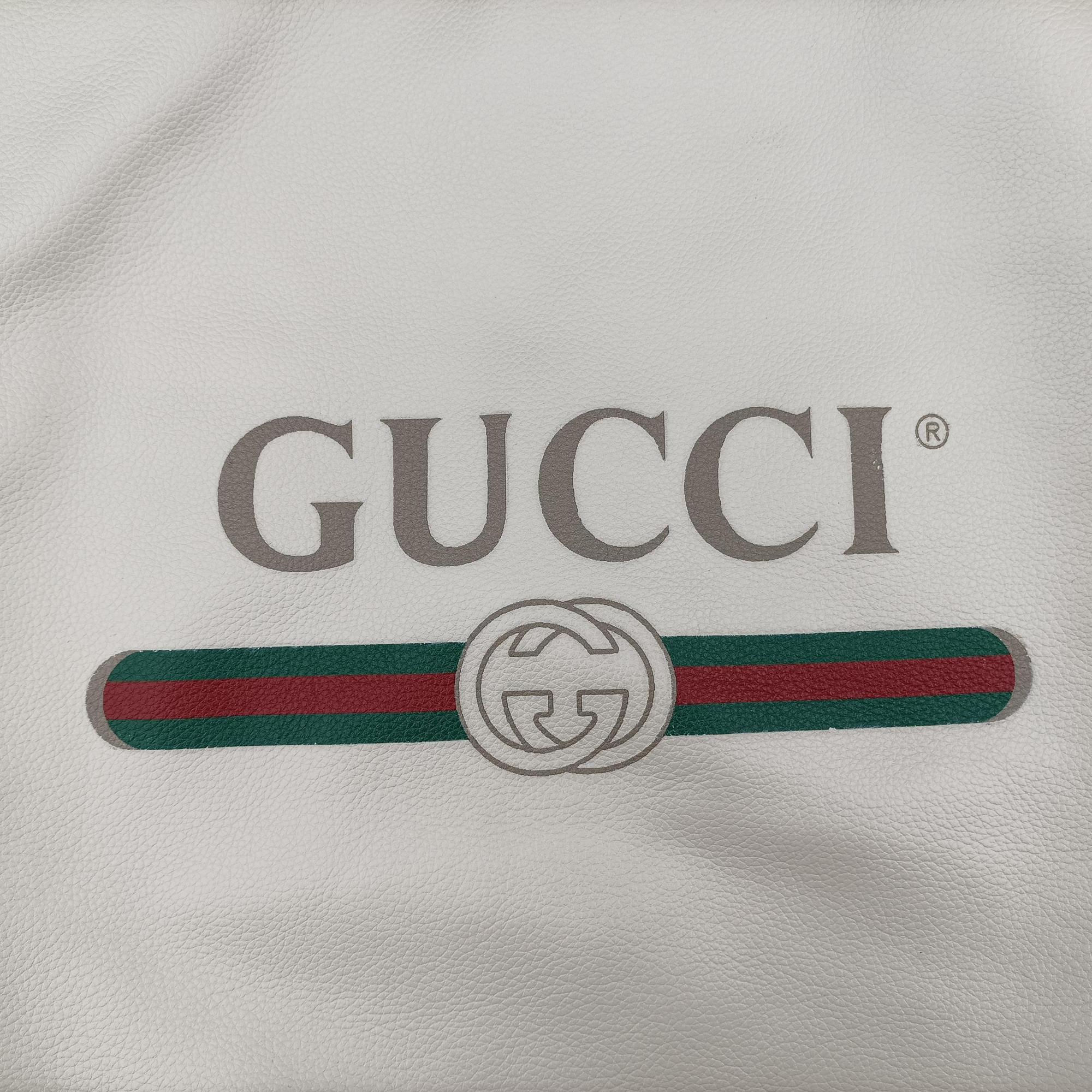 Pre-owned Gucci Print Drawstring White Leather 516639 backpack/rucksack | stylenewstar