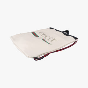 Pre-owned Gucci Print Drawstring White Leather 516639 backpack/rucksack | stylenewstar