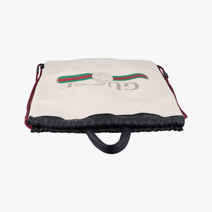 Pre-owned Gucci Print Drawstring White Leather 516639 backpack/rucksack | stylenewstar