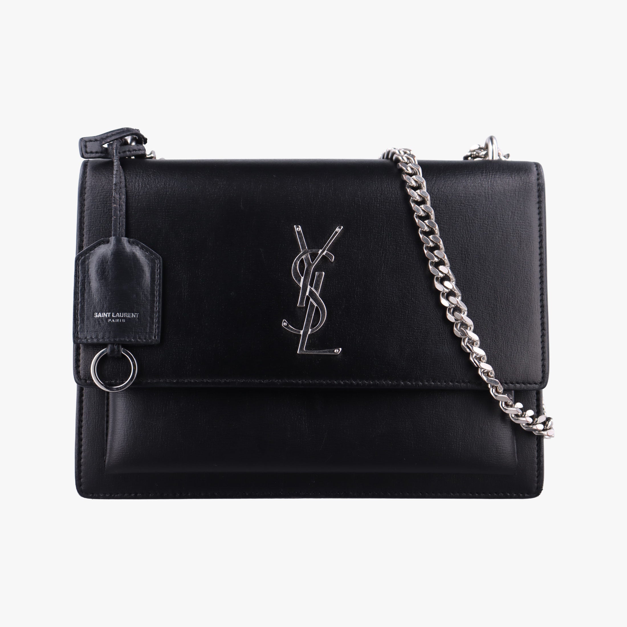 Pre-owned Yves Saint Laurent SUNSET Black Leather 442906 shoulderbag | stylenewstar
