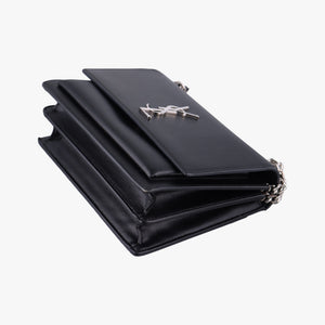 Pre-owned Yves Saint Laurent SUNSET Black Leather 442906 shoulderbag | stylenewstar