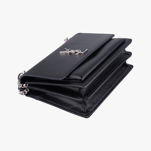Pre-owned Yves Saint Laurent SUNSET Black Leather 442906 shoulderbag | stylenewstar