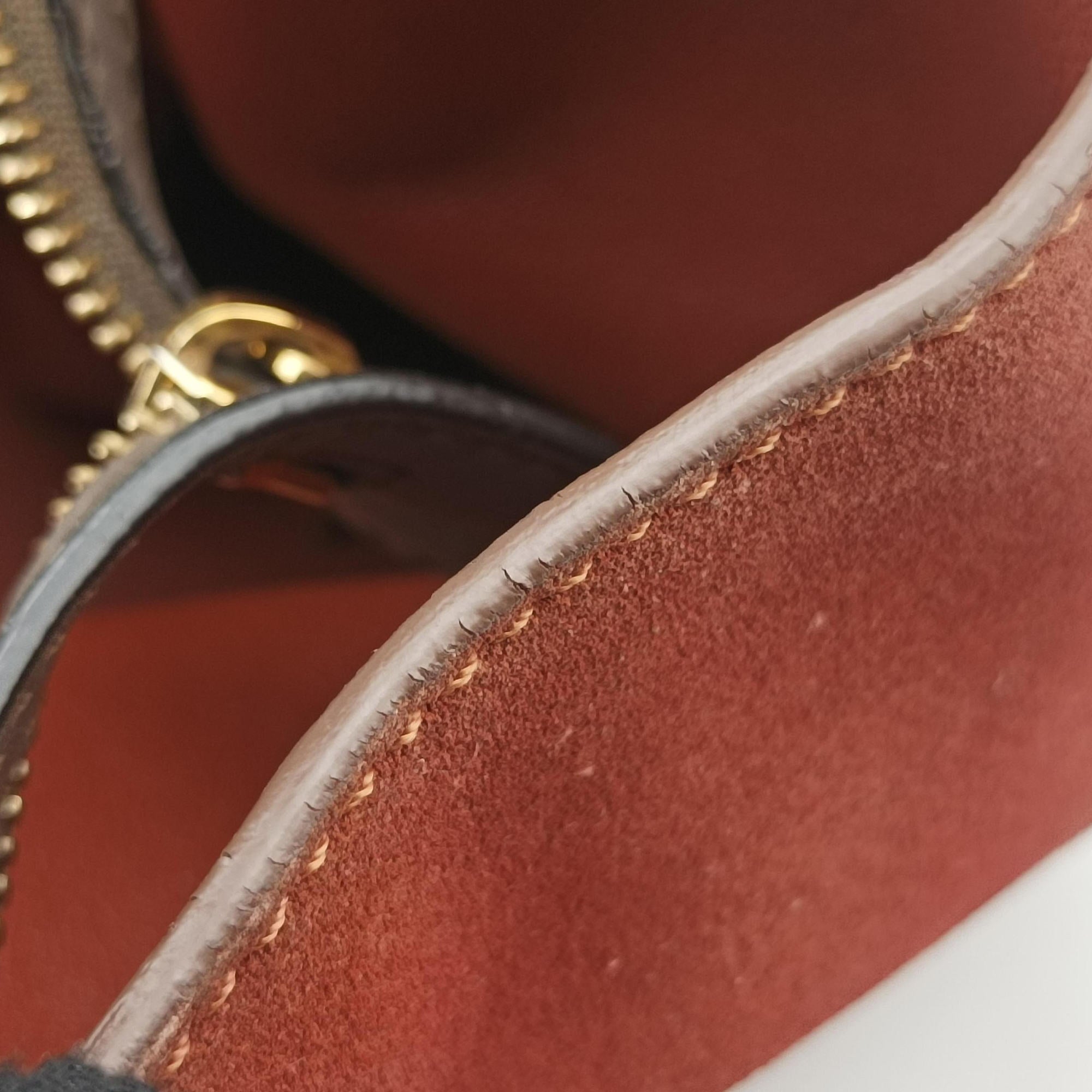 Pre-owned Celine Trapeze Orange×Brown Suede × leather  shoulderbag | stylenewstar