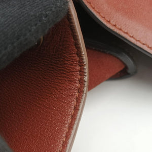 Pre-owned Celine Trapeze Orange×Brown Suede × leather  shoulderbag | stylenewstar