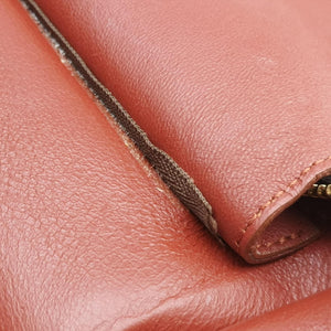 Pre-owned Celine Trapeze Orange×Brown Suede × leather  shoulderbag | stylenewstar
