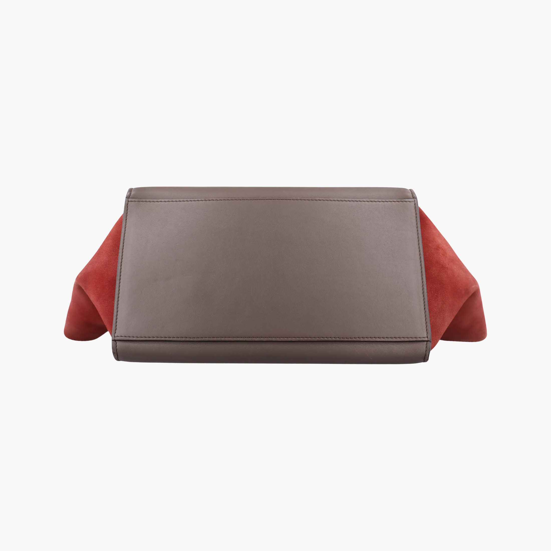 Pre-owned Celine Trapeze Orange×Brown Suede × leather  shoulderbag | stylenewstar