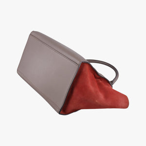 Pre-owned Celine Trapeze Orange×Brown Suede × leather  shoulderbag | stylenewstar