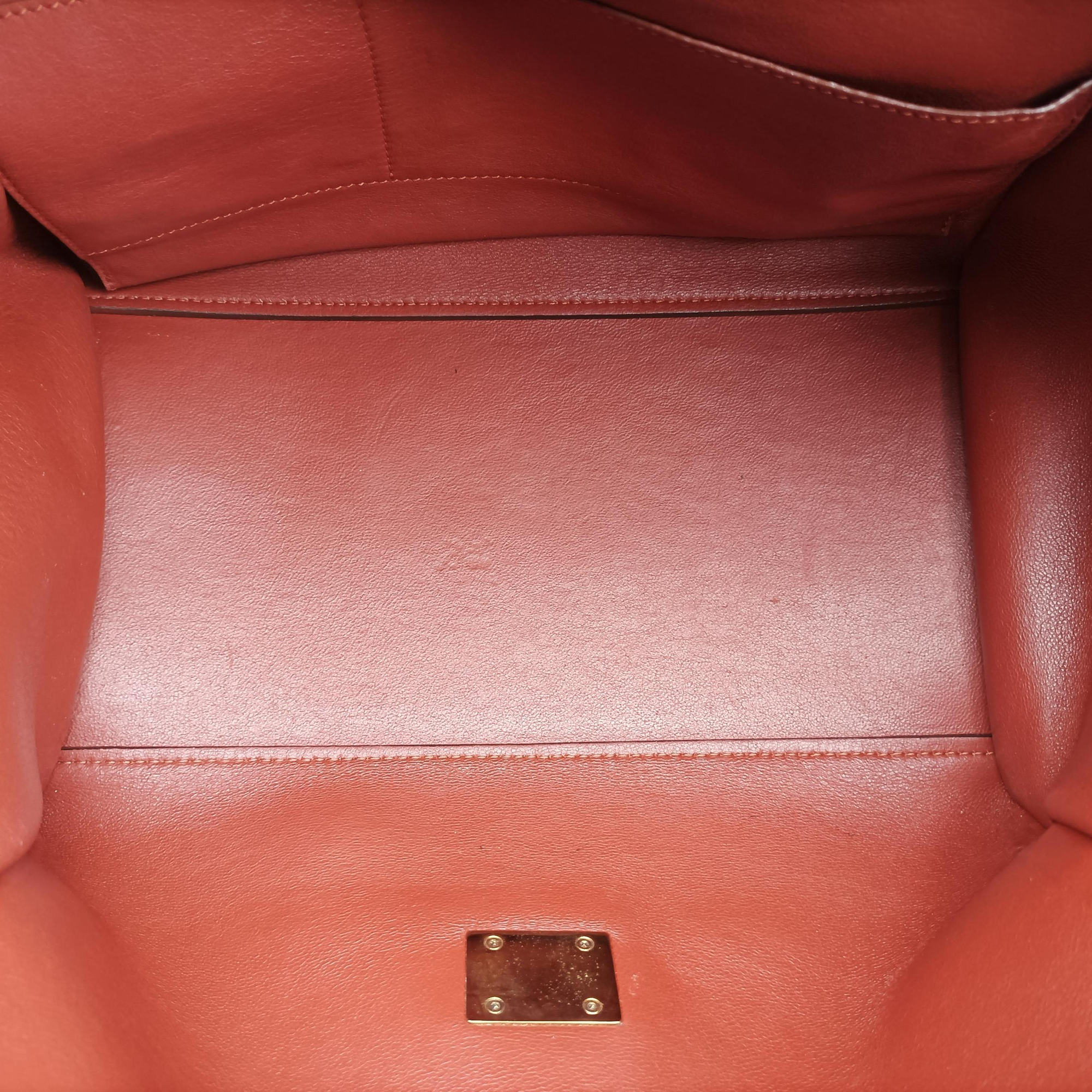 Pre-owned Celine Trapeze Orange×Brown Suede × leather  shoulderbag | stylenewstar