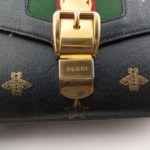 Pre-owned Gucci Sylvie Black×Multicolor Leather 524405 shoulderbag | stylenewstar