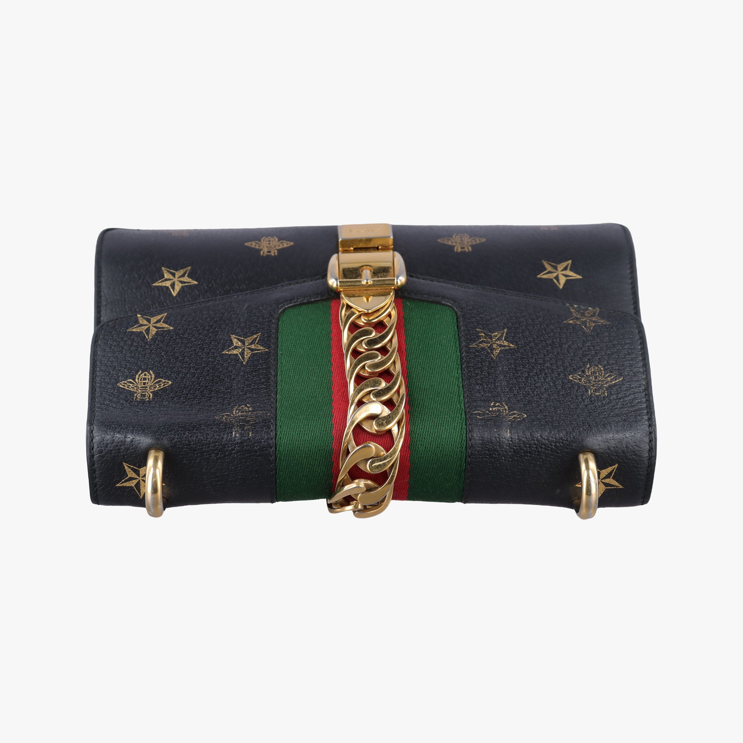Pre-owned Gucci Sylvie Black×Multicolor Leather 524405 shoulderbag | stylenewstar