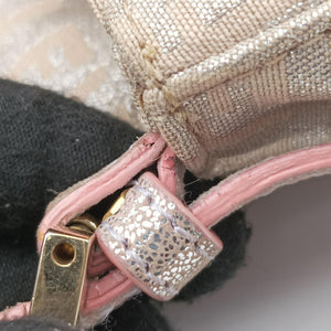 Pre-owned Fendi Baguette Beige × Silver×Pink canvas 8BR180 shoulderbag | stylenewstar