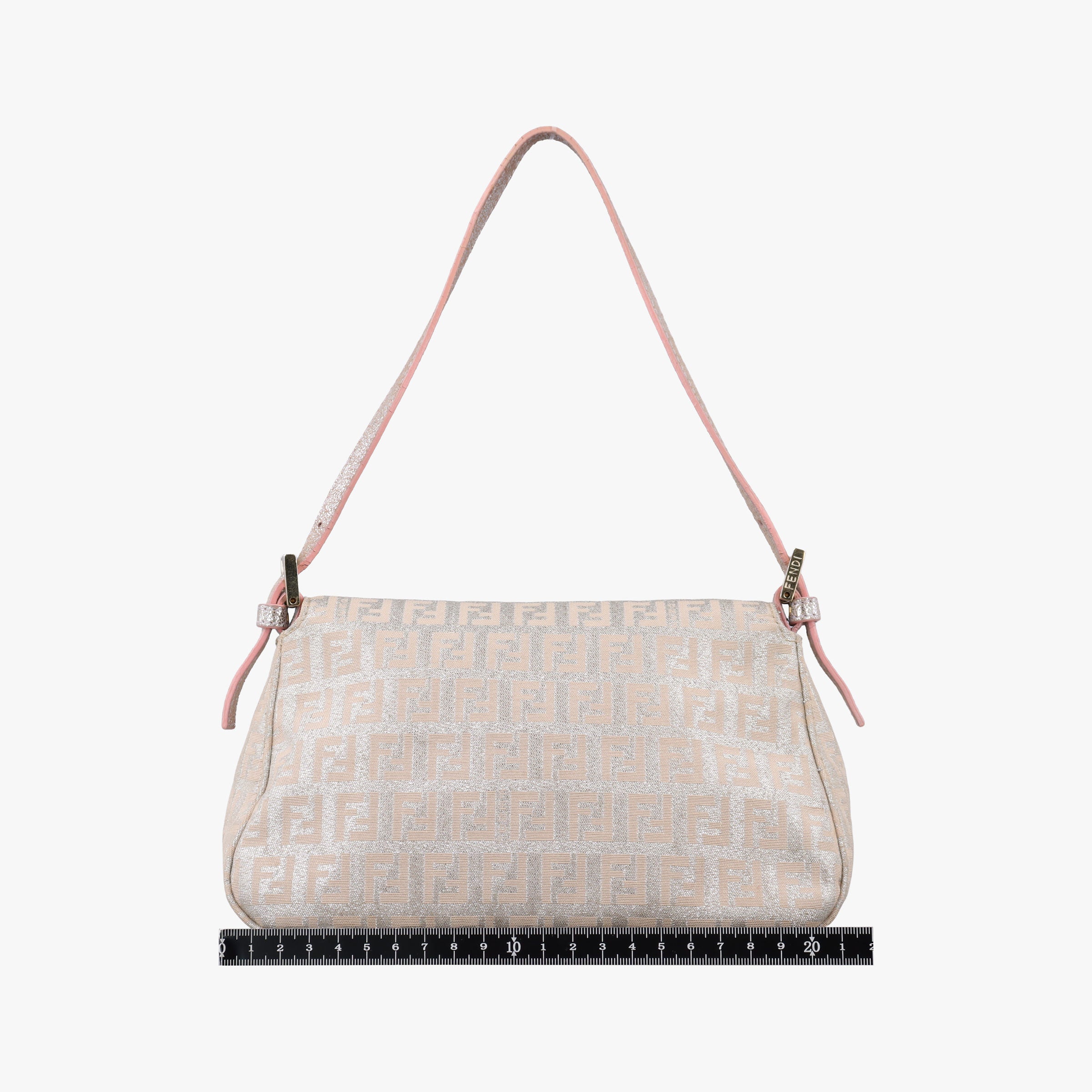 Pre-owned Fendi Baguette Beige × Silver×Pink canvas 8BR180 shoulderbag | stylenewstar