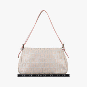Pre-owned Fendi Baguette Beige × Silver×Pink canvas 8BR180 shoulderbag | stylenewstar