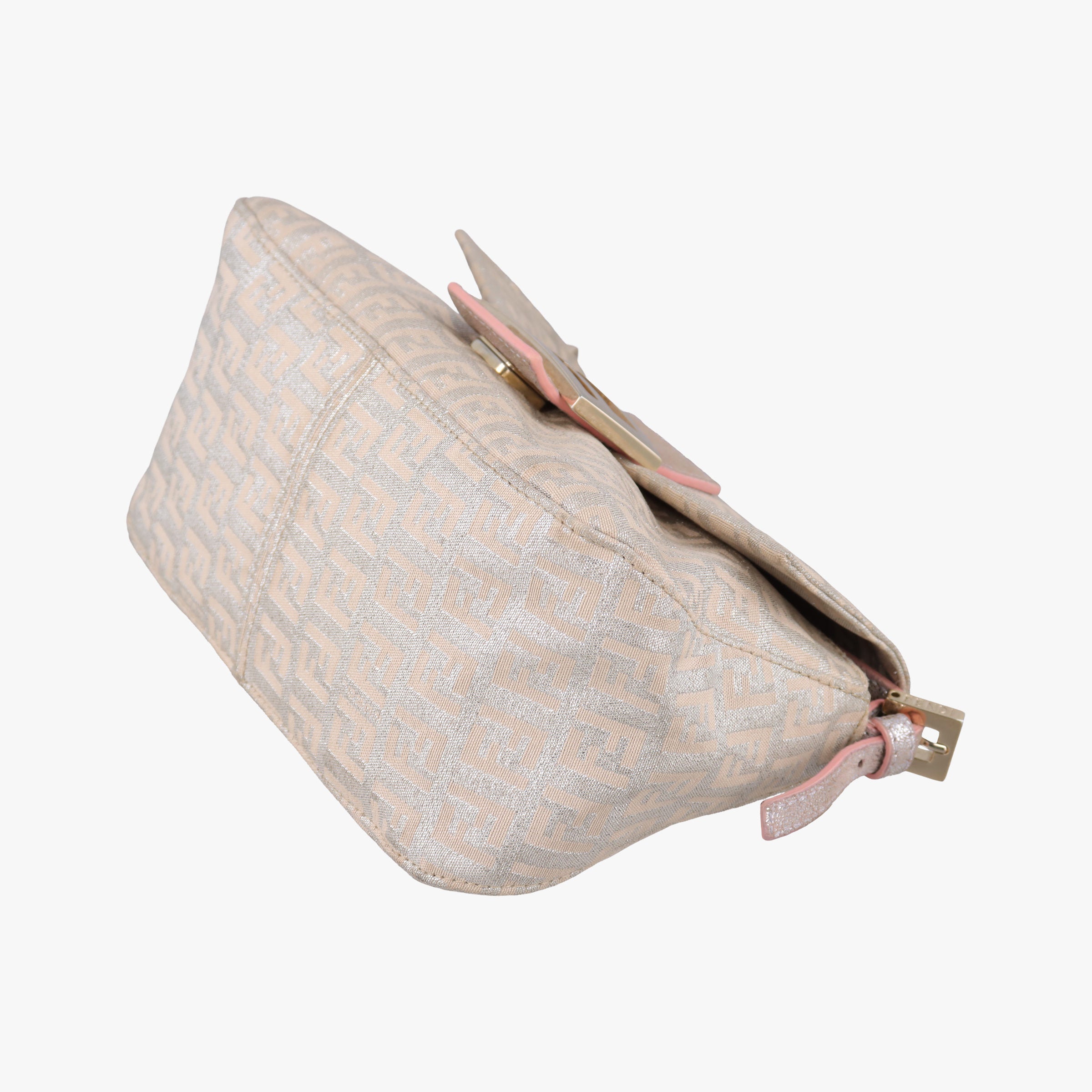 Pre-owned Fendi Baguette Beige × Silver×Pink canvas 8BR180 shoulderbag | stylenewstar