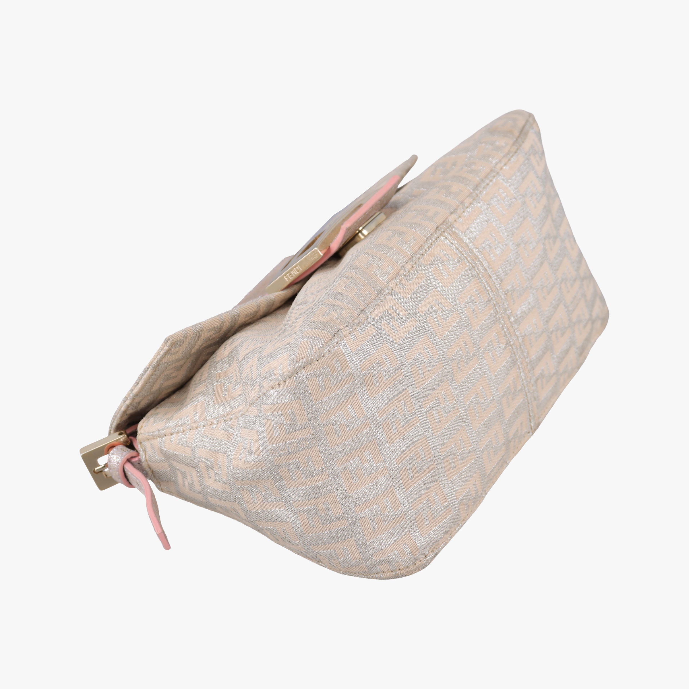 Pre-owned Fendi Baguette Beige × Silver×Pink canvas 8BR180 shoulderbag | stylenewstar