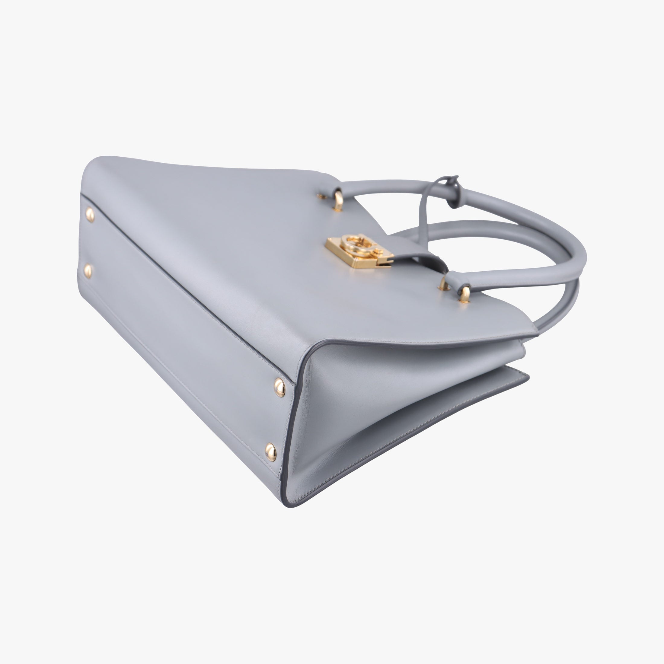 Pre-owned Ferragamo Gancini Juliet Grey leather  handbag | stylenewstar