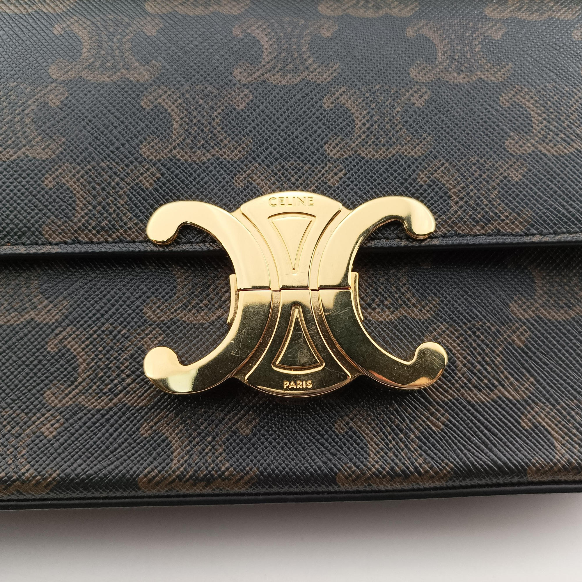 Secondhand Celine TRIOMPHE Brown PVC coated canvas  shoulderbag | stylenewstar