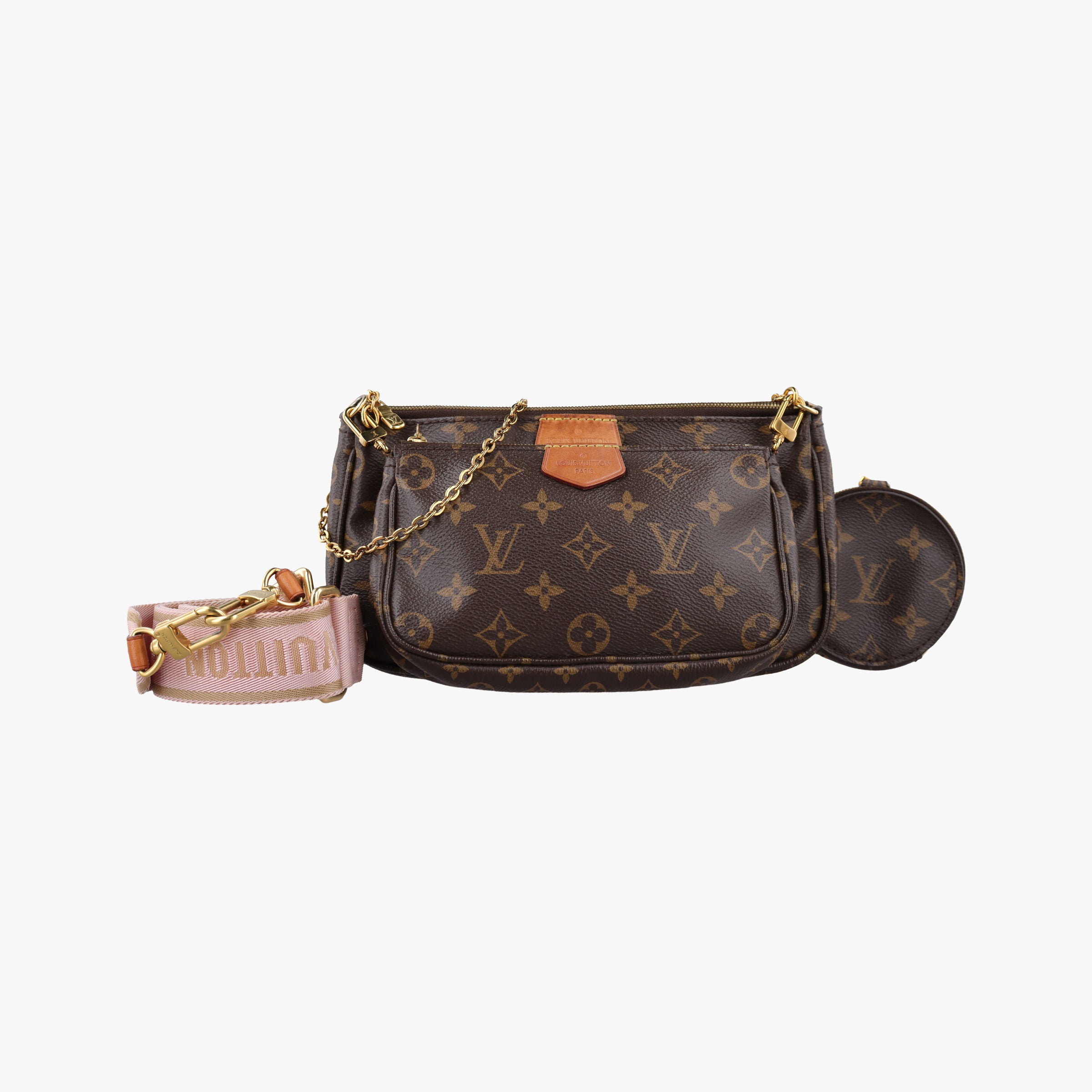 Pre-owned Louis Vuitton MULTI POCHETTE ACCESSOIRES MARRON×ROSE CLAIRE Monogram Canvas M44840 shoulderbag | stylenewstar