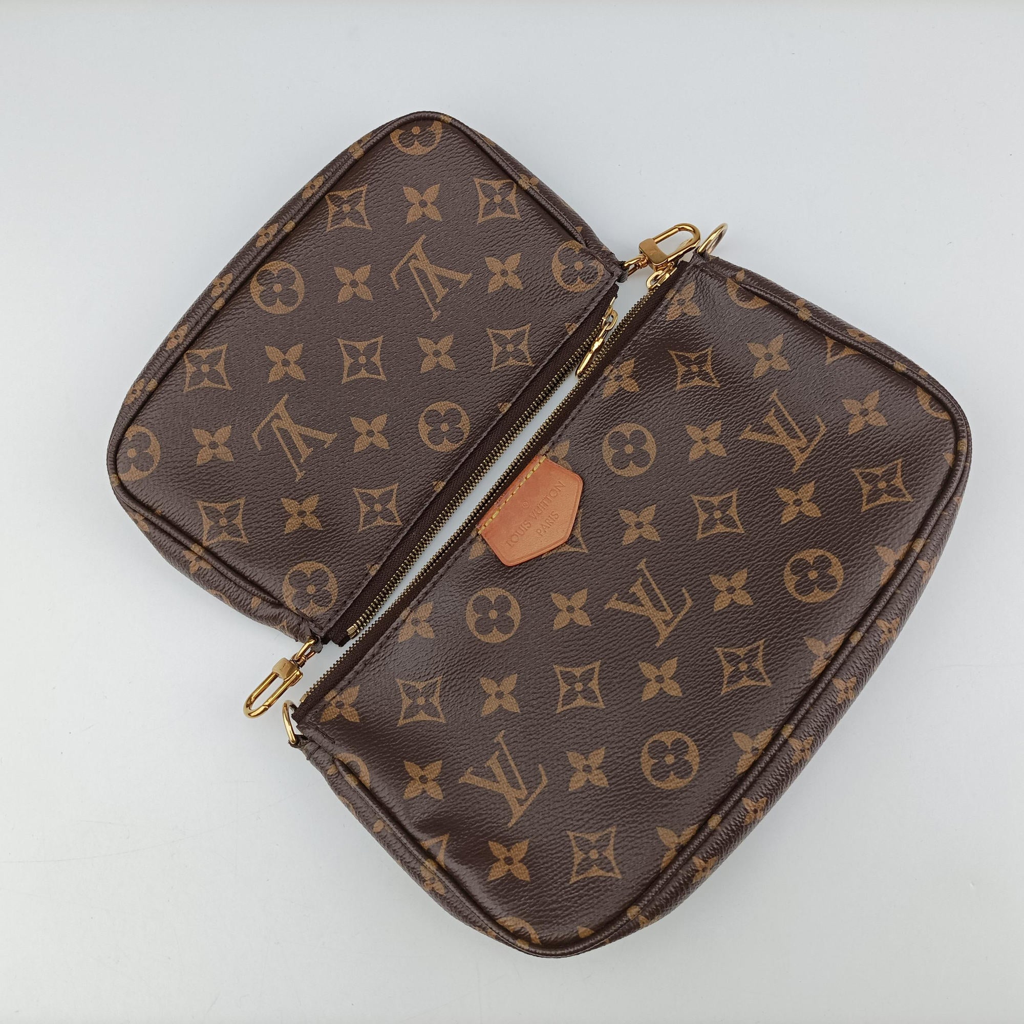 Pre-owned Louis Vuitton MULTI POCHETTE ACCESSOIRES MARRON×ROSE CLAIRE Monogram Canvas M44840 shoulderbag | stylenewstar