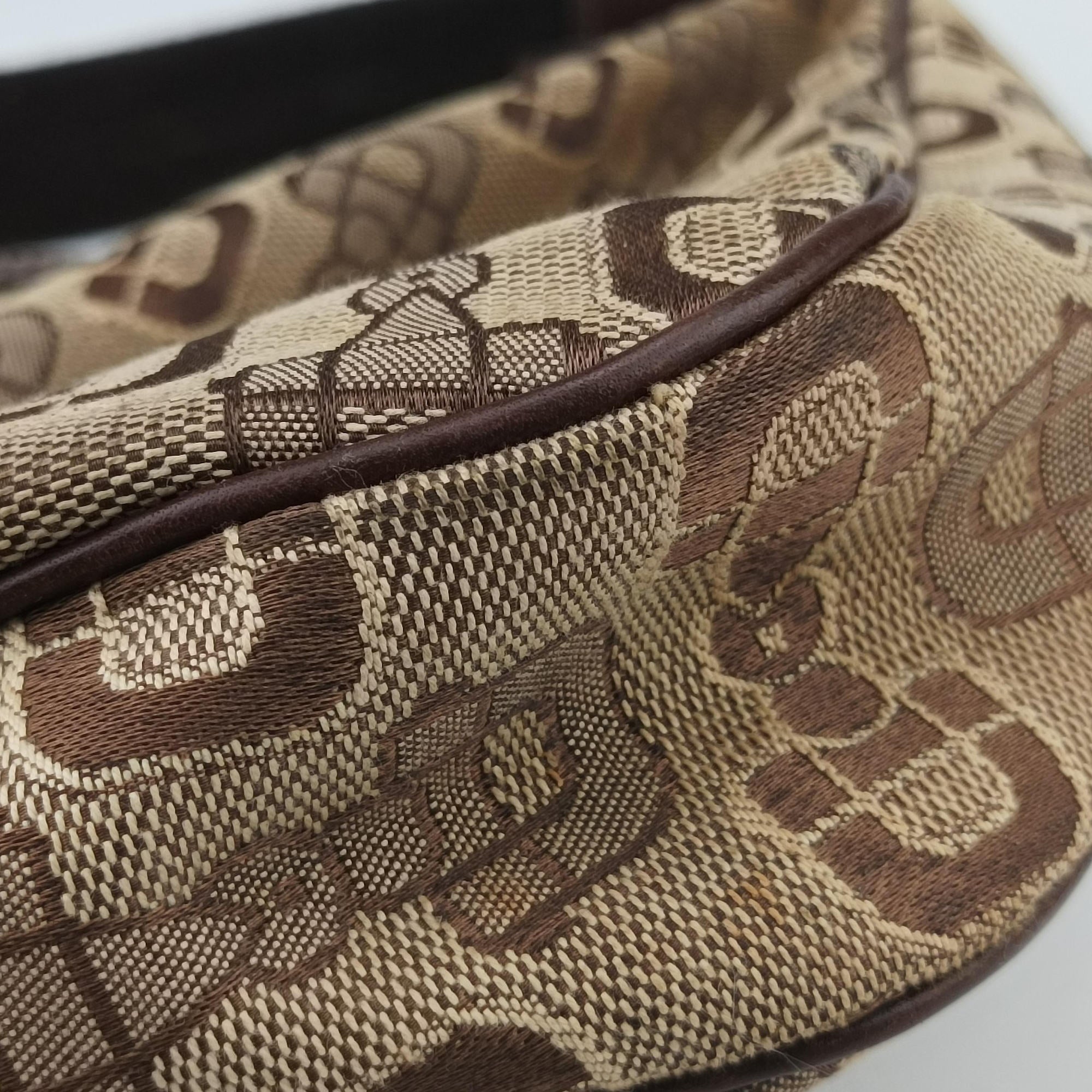 Vintage Gucci Horsebit print hobo Brown Canvas×Leather 211524 handbag | stylenewstar