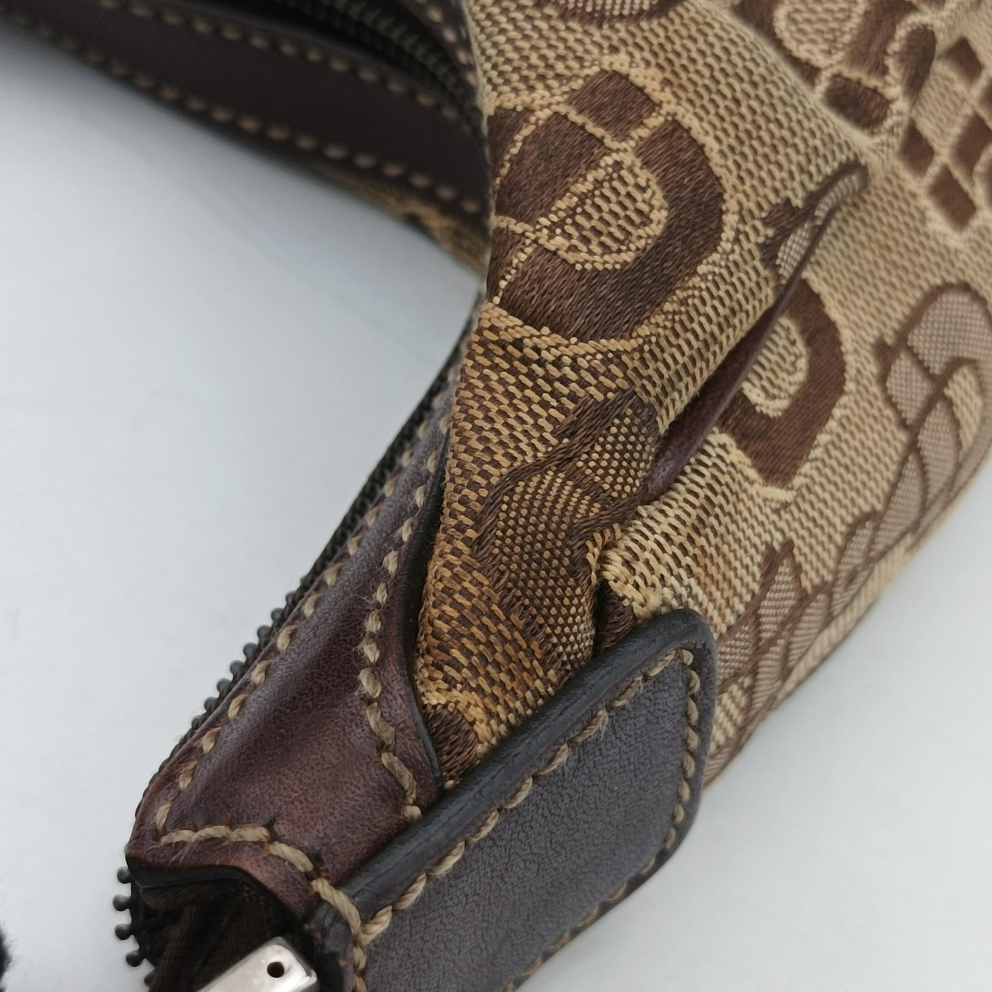 Vintage Gucci Horsebit print hobo Brown Canvas×Leather 211524 handbag | stylenewstar