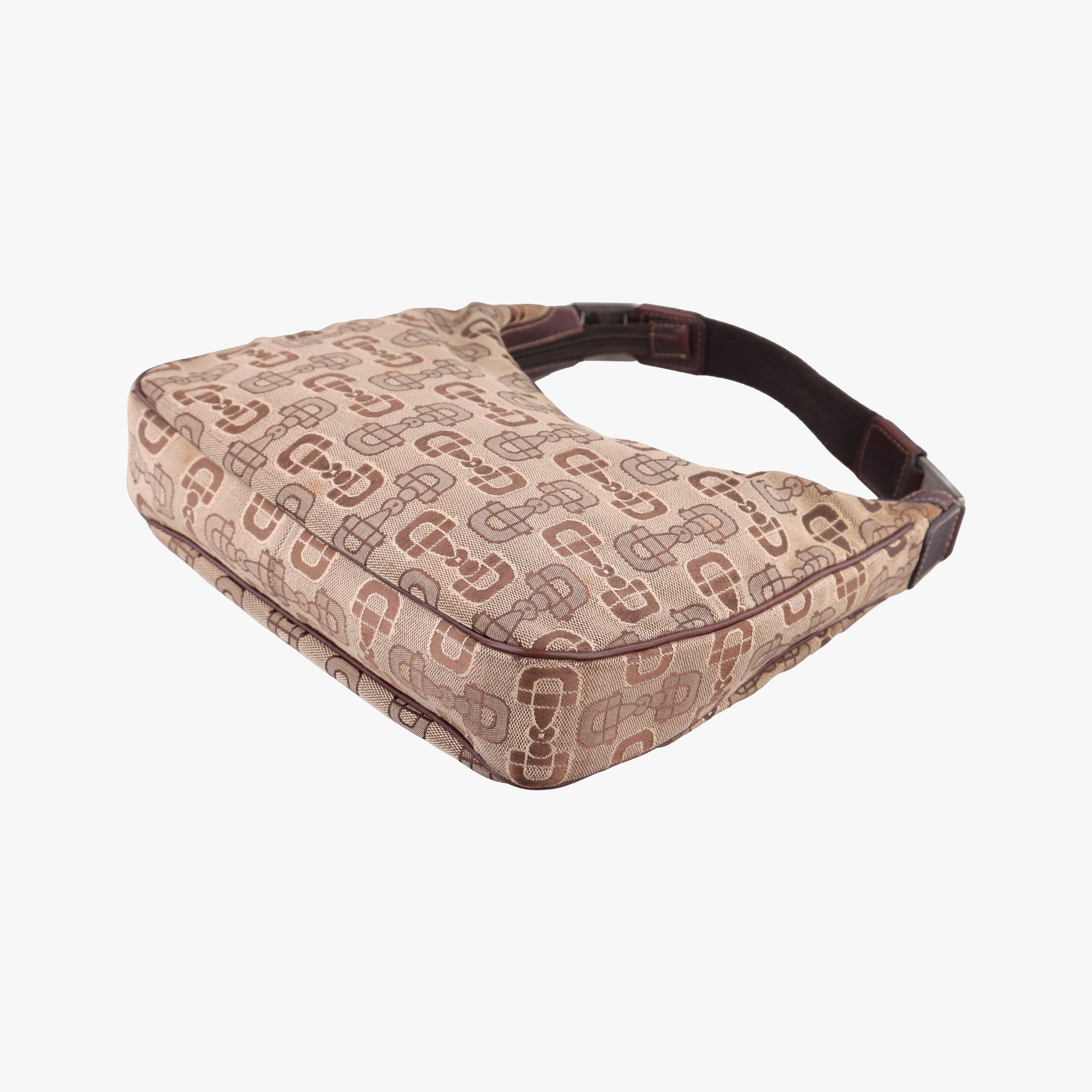 Vintage Gucci Horsebit print hobo Brown Canvas×Leather 211524 handbag | stylenewstar