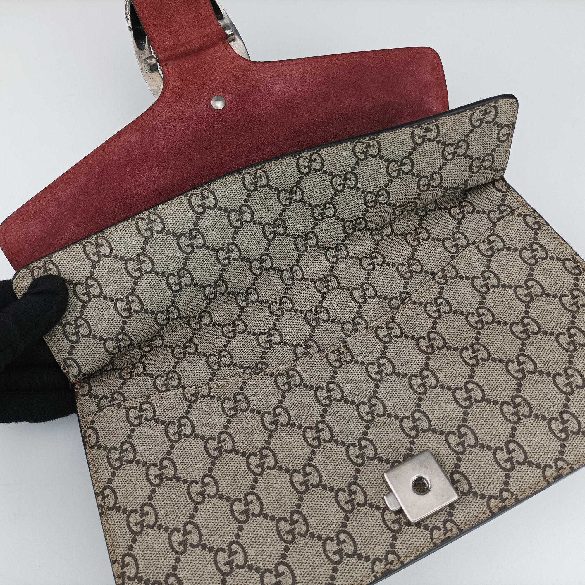Pre-owned Gucci Dionysus Beige×Red×Multicolour PVC coated canvas × suede 400249 shoulderbag | stylenewstar