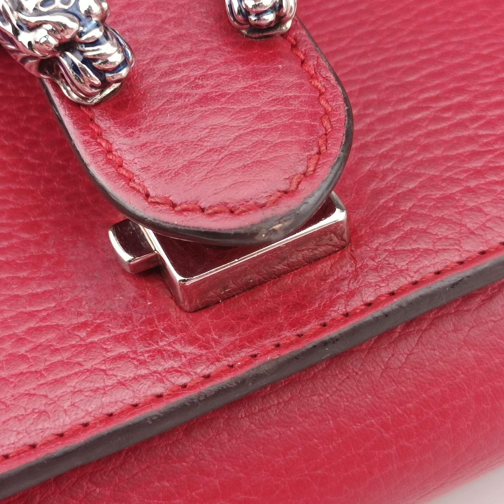 Pre-owned Gucci Dionysus Red Leather 499623 shoulderbag | stylenewstar