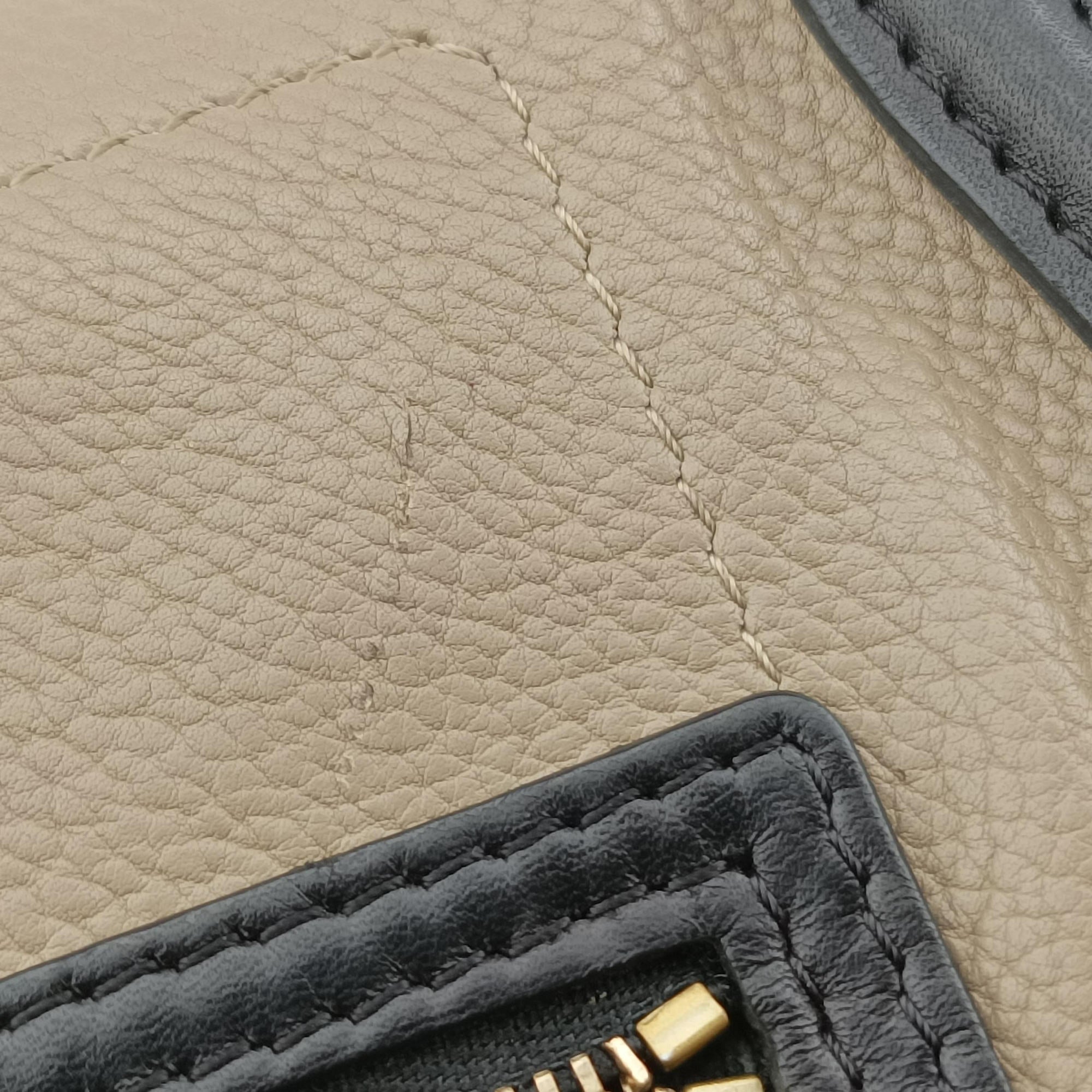 Pre-owned Celine Luggage Mini Shopper Beige×black×blue Suede × leather  shoulderbag | stylenewstar