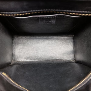Pre-owned Celine Luggage Mini Shopper Beige×black×blue Suede × leather  shoulderbag | stylenewstar